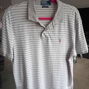 Polo by Ralph Lauren Men’s Gray Striped Polo Shirt